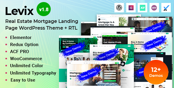 Levix – Proper Property Mortgage Landing WordPress Theme