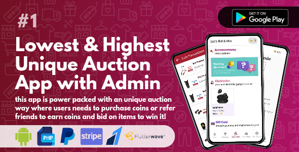 Auction & Bidding App || Lowest & Highest Unique Bid System