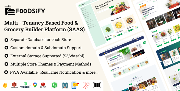 FOODSIFY – Multitenancy Essentially based Food  Grocery & E-commerce Builder Platform (SAAS)