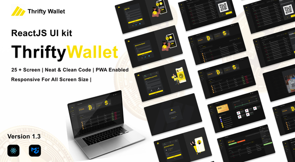 Thriftywallet – ReactJS UI equipment for Crypto Pockets ( Cryptocurrency), reward way, and FIAT currency