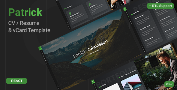 Patrick – Deepest CV vCard React Template