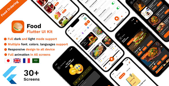 Meals Ordering Flutter UI equipment