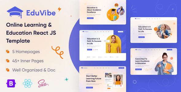 EduVibe – On-line Learning React Education Template