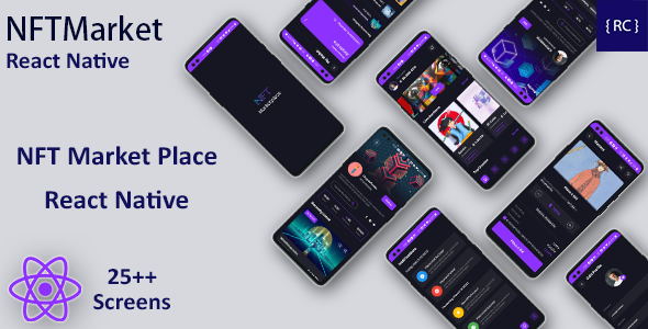 NFT Market Android + iOS App Template | React Native | NFTMarketPlace