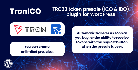 TronICO – TRC20 token presale (ICO & IDO) plugin for WordPress