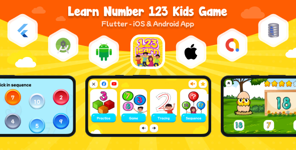 Learn Number 123 Youngsters Game – Flutter Android & iOS App