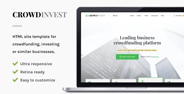 CrowdInvest – Crowdfunding HTML Map Template