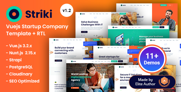 Striki – Vuejs Startup Firm Template