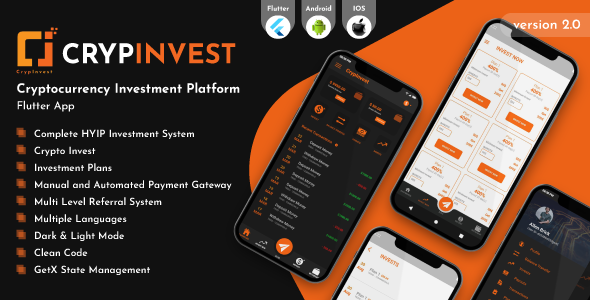 CrypInvest – Cryptocurrency Funding Platform Flutter App UI Kit