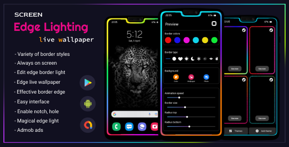 Edge Lights – Border gentle – Borderlight dwell wallpaper – Edge lighting fixtures color – Android App