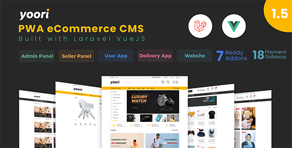 YOORI eCommerce | Single & Multi-Vendor PWA Market CMS