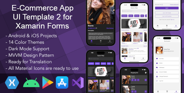 E-Commerce App UI Template 2 for Xamarin Forms