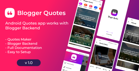 Blogger Quotes App – Android Quotes App with Admob Adverts