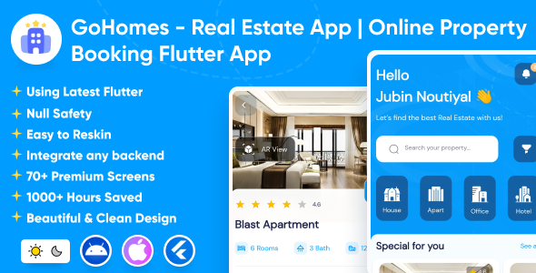 GoHomes – Exact Property App | Online Property Booking | Itemizing & Condo | Android & iOS Flutter App