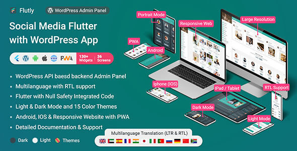 Flutly – Social Media Flutter App (Android, IOS, PWA Responsive Website)