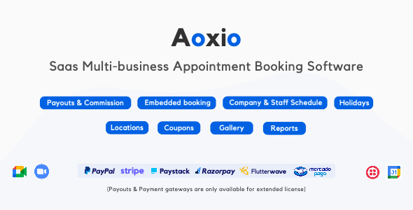 Aoxio – SaaS Multi-Business Service Booking Software