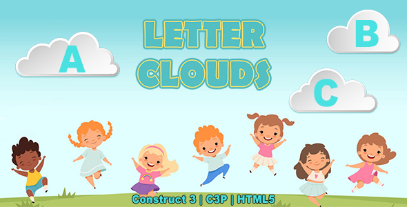 Letter Clouds Game (Construct 3 | C3P | HTML5) Kids Educational English Alphabet Game