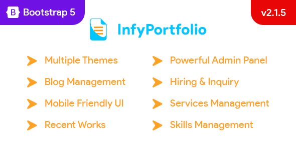 InfyPortfolio – Laravel Personal Portfolio / Resume / CV Website Theme