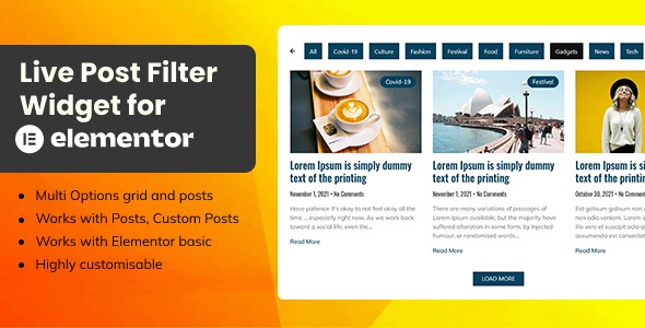 Live Post Filter Widget for Elementor