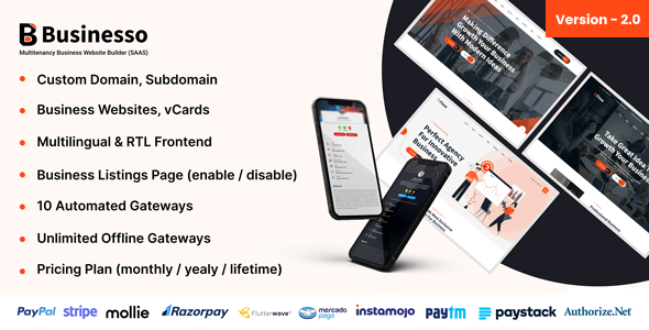 Businesso – Business Website SAAS (Multitenancy)