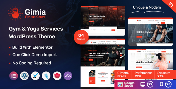 Gimia – Fitness heart & Yoga Products and services WordPress Theme