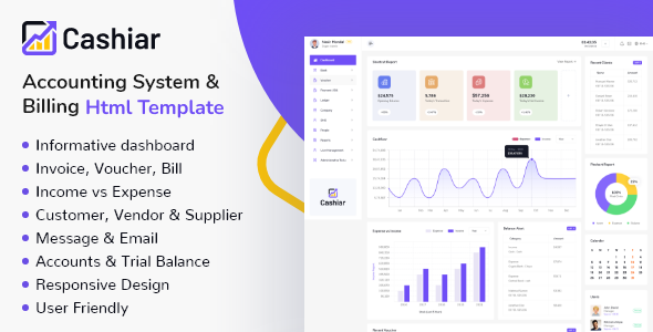 Cashiar – Tailwind HTML5 Accounting Dashboard Template