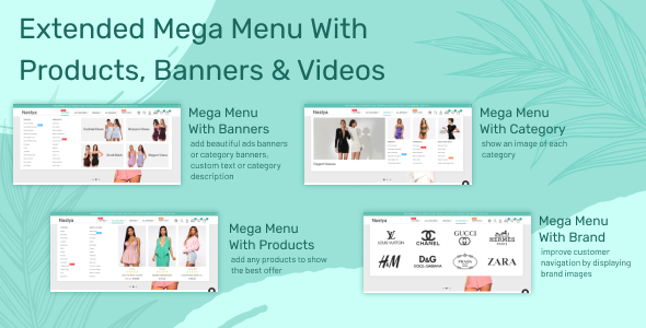 Prolonged Mega Menu with Products, Banners and Videos