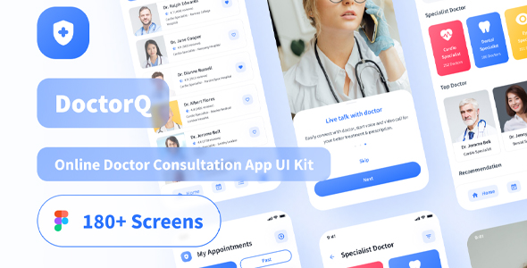 DoctorQ – On-line Physician Session Flutter App Ui Template (Figma File Integrated)