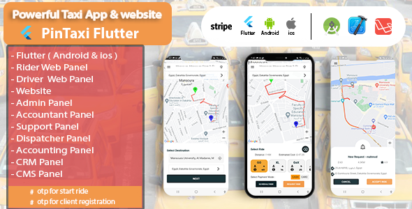 Pin Taxi Flutter – Total Acknowledge Taxi App