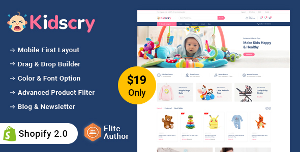 Kidscry – Youngsters Toy & Cloth Retailer Shopify 2.0 Responsive Theme