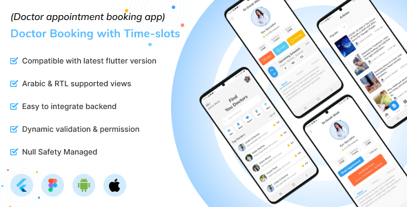 Doctor booking with time slot flutter 3.X app UI template