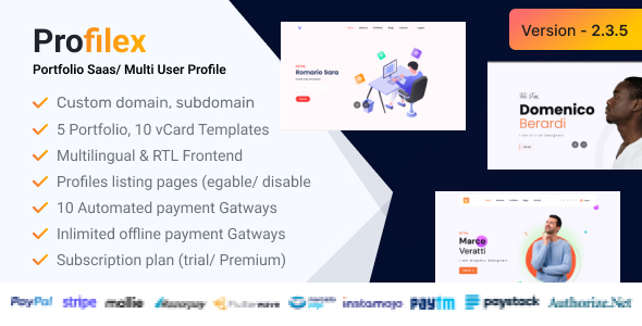 Profilex – Portfolio Builder SAAS / Multi-User Profile