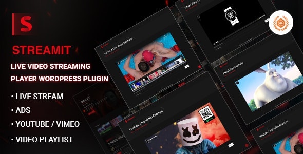 Streamit – Live video streaming  player WordPress plugin