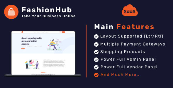 FashionHub SaaS – Multi Vendor SaaS eCommerce Industry Web situation Builder SaaS