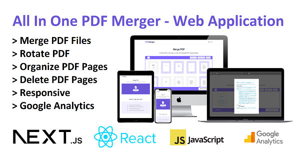 [All In One] PDF Merger – Merge, Rotate, Arrange, Delete & Preview PDF – React NextJS Web App