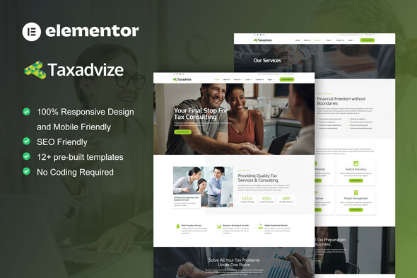 TaxAdvize – Tax Manual & Financial Consulting Elementor Template Equipment