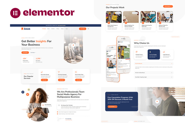 Zeleb – Social Media Advertising & Digital Advertising Elementor Template Bundle