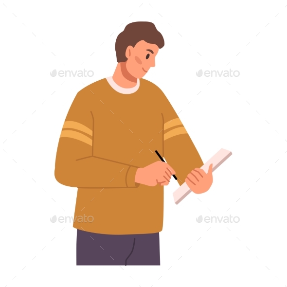 Man Instructor Making Indicate Writing Paper Doc