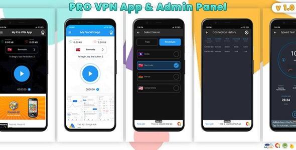 Pro VPN Android App with Admin Panel | with Admob Adverts