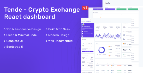 Tende – Cryptocurrency Alternate React Dashboard