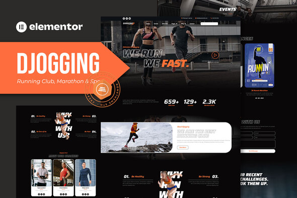 Djogging – Running Membership Marathon & Sport Elementor Respectable Template Kit