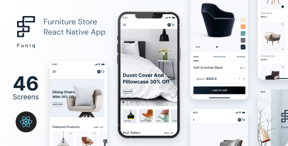 Funiq – Furniture Store React Native App | Expo SDK 47.0.12