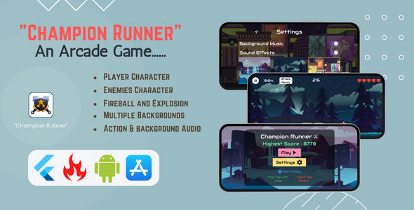 Champion Runner v1.2 – An Arcade Game | Flutter & Flame | Android & iOS