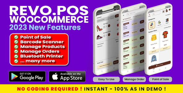 RevoPOS – Woocommerce POS / Level of Sale Flutter Mobile App with Bluetooth Printer Toughen