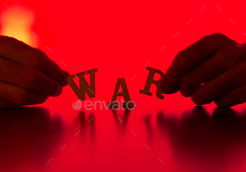 WAR letters on red background