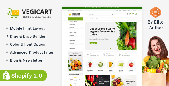 Vegicart – Organic Fruits & Vegitable Retailer Shopify 2.0 Responsive Theme