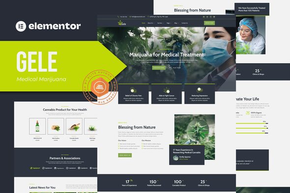 Gele – Medical Marijuana & Medication Elementor Template Equipment