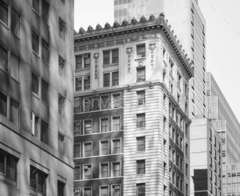 Unlit and white portray of Manhattan diverse structure, Fresh York City, USA.