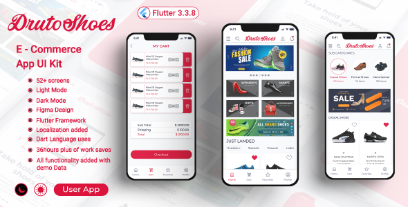 Druto sneakers E-commerce Flutter App UI Kit