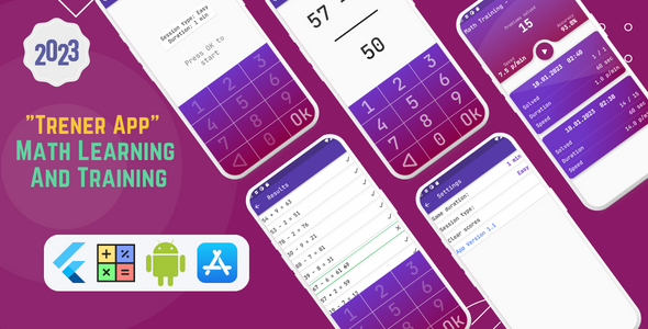 Trener v1.1 – Math Finding out & Practicing App | Flutter & SQLite | Android & iOS